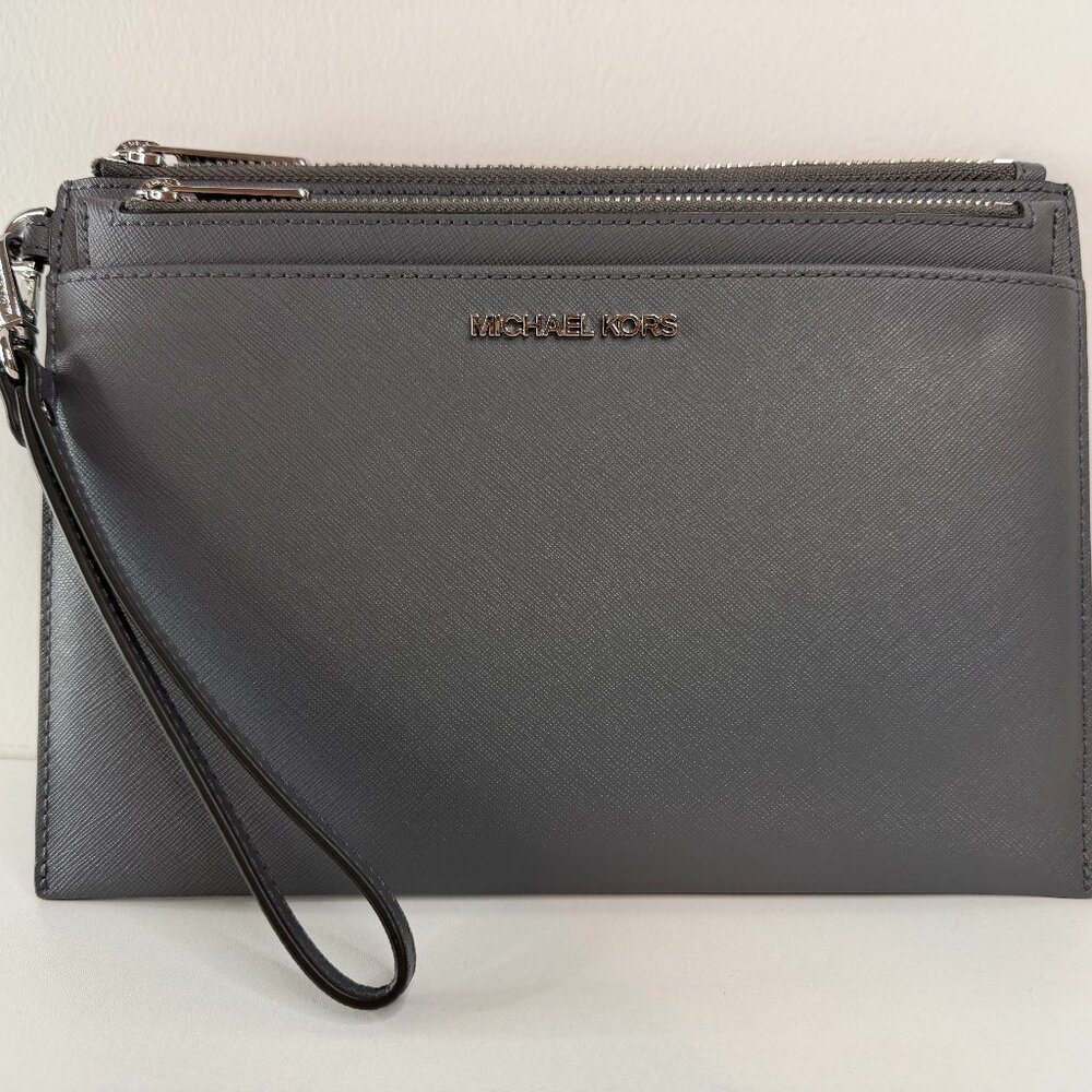 Michael Kors Gray XL JetSet Pop Clutch Wristlet